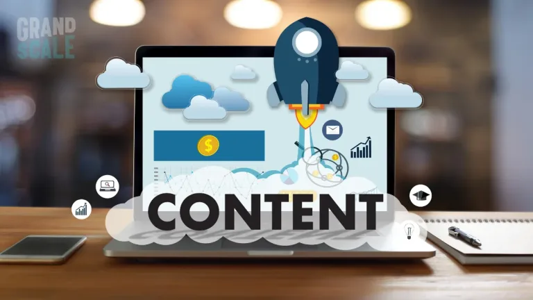Illustration of a laptop displaying 'Content'
